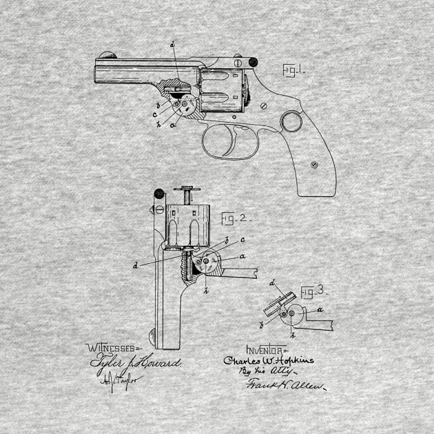 Revolving Firearm Vintage Patent Hand Drawing by TheYoungDesigns